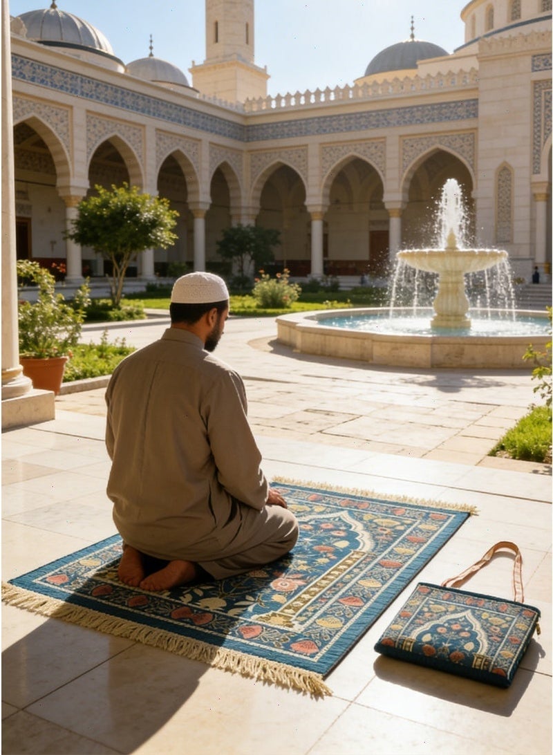 سجادة صلاة رمضان، سجادة صلاة إسلامية محمولة مع حقيبة حمل أنيقة، سجادة ناعمة قابلة للطي، هدية رائعة للعائلة والأصدقاء المسلمين - Image 2